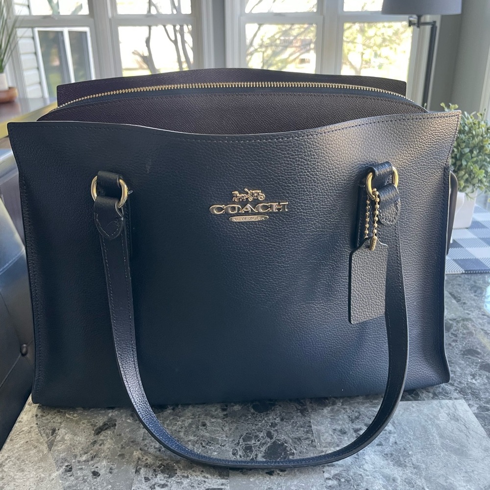 Coach Blue Leather Tote Bag